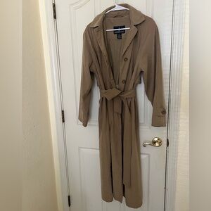 London Fog Khaki Tan Hooded Trench Coat Size Medium